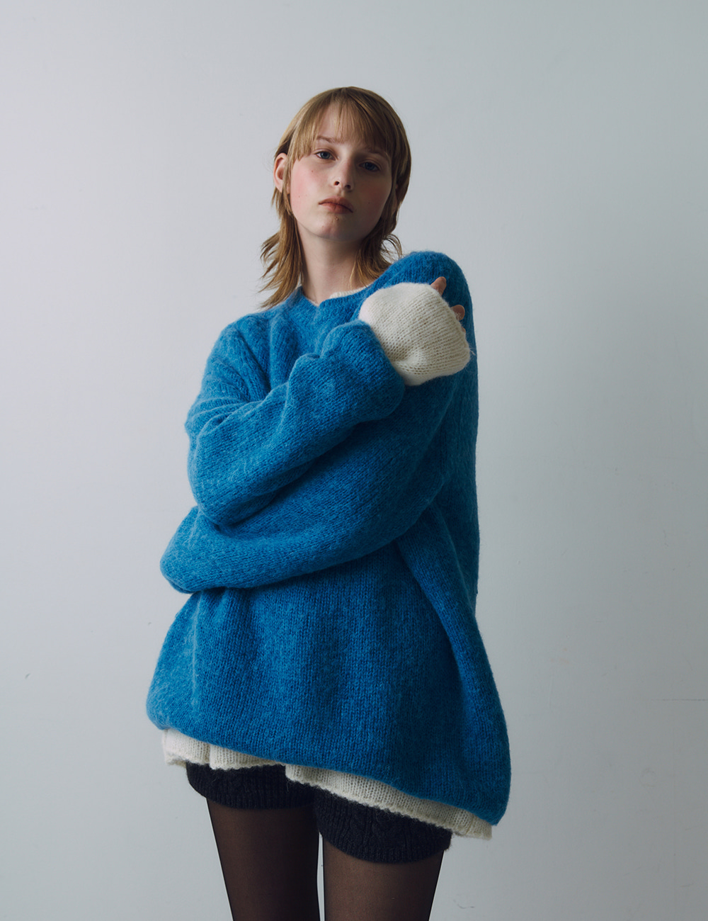 Soft Alpaca Loose fit Pullover (Blue)