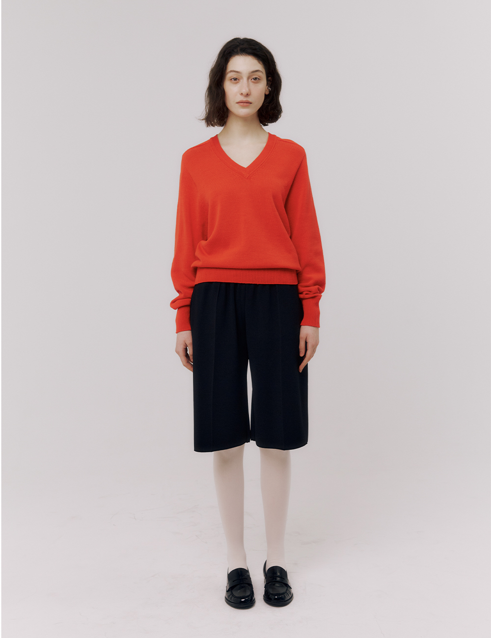 Clavicle V-neck Pullover (Red)
