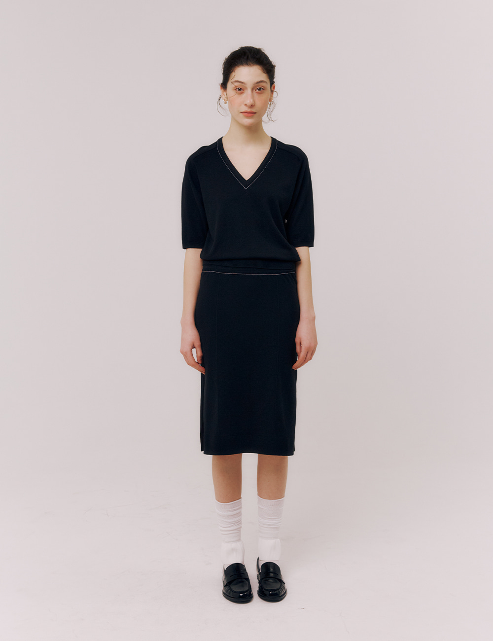 Two-way Straight Skirt (Black)