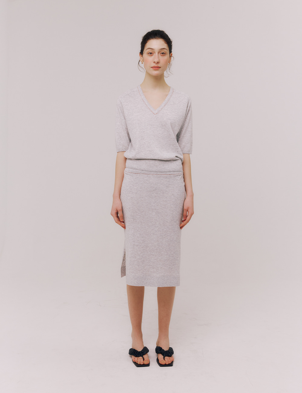 Two-way Straight Skirt (Grey)