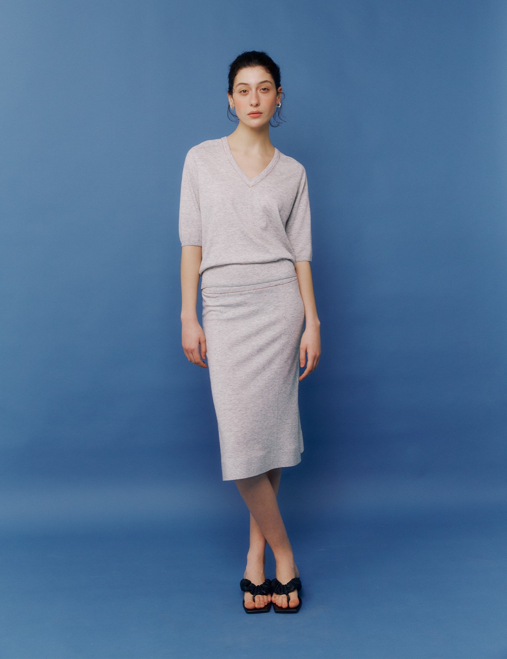 Two-way Straight Skirt (Grey)